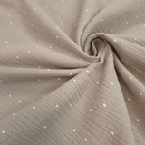 Mussola di Cotone Doppia Garza H 140 cm - POIS BIANCHI/FANGO