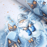 Tessuto per Tovaglie con abbassamento H 160 cm - GNOMI TRA LE NUVOLE/AZZURRO