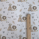 Piquet millerighe con stampa digitale H 150 cm - LEO E LA SUA TRIBU'/GRIGIO