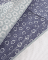 Asciugapiatti da ricamo in puro cotone - FANTASIA POLVERE/BLU