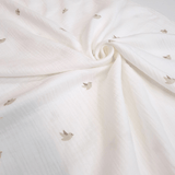 Mussola di Cotone Doppia Garza H 140 cm - UCCELLINI/LATTE