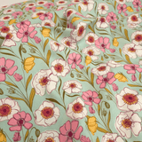Cotone Americano H 110 cm - FIORI COLORATI/MENTA