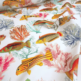 Tessuto no stiro H 160 cm - PESCI E CORALLI