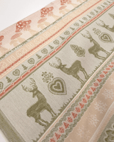 Asciugapiatti da ricamo in puro cotone - FANTASIA NATALIZIA VERDE/ARANCIO