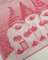 Asciugapiatti da ricamo in puro cotone - GNOMI ROSSI