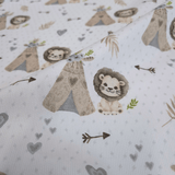 Piquet millerighe con stampa digitale H 150 cm - LEO E LA SUA TRIBU'/GRIGIO