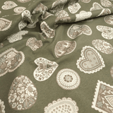 Tessuto Arredo Gobelin H 280 cm - CUORI VERDE MUSCHIO