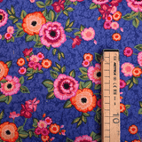 Cotone Americano H 110 cm - FIORI PRIMAVERA/VIOLA