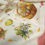 Tessuto per Tovaglie con abbassamento H 160 cm - GIARDINO DI PASQUA/FIOCCHI ROSA