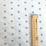 Trapuntato in tela di cotone double face H 140 cm - CUORI AZZURRI E BIANCHI