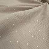 Mussola di Cotone Doppia Garza H 140 cm - POIS BIANCHI/FANGO