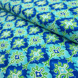Cotone Americano H 110 cm - ARABESCO BLU/VERDE