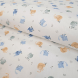 Piquet millerighe con stampa digitale H 150 cm - ANIMALETTI/AZZURRO