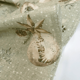 Tessuto Arredo Jacquard H 140 cm - PALLINE DI NATALE/VERDE con Lurex