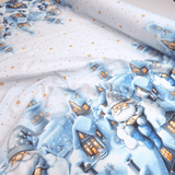 Tessuto per Tovaglie con abbassamento H 160 cm - GNOMI TRA LE NUVOLE/AZZURRO