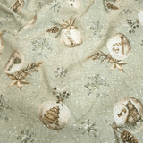 Tessuto Arredo Jacquard H 140 cm - PALLINE DI NATALE/VERDE con Lurex