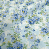 Tessuto Cotone Digital H 150 cm - ROSELLINE/AZZURRO