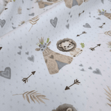 Piquet millerighe con stampa digitale H 150 cm - LEO E LA SUA TRIBU'/GRIGIO