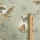 Tessuto Arredo Jacquard H 140 cm - PALLINE DI NATALE/VERDE con Lurex