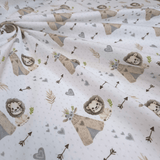 Piquet millerighe con stampa digitale H 150 cm - LEO E LA SUA TRIBU'/GRIGIO