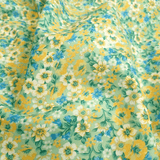 Tessuto Cotone Digital H 150 cm - FIORELLINI GIALLI/MENTA