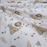 Piquet millerighe con stampa digitale H 150 cm - LEO E LA SUA TRIBU'/GRIGIO