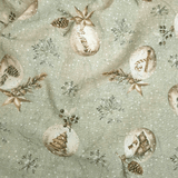 Tessuto Arredo Jacquard H 140 cm - PALLINE DI NATALE/VERDE con Lurex