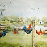 Tessuto per Tovaglie con abbassamento H 160 cm - GALLINE IN CAMPAGNA