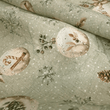 Tessuto Arredo Jacquard H 140 cm - PALLINE DI NATALE/VERDE con Lurex