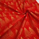 Cotone Natale H 140 cm - ABETI DORATI/ROSSO