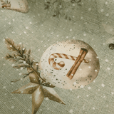 Tessuto Arredo Jacquard H 140 cm - PALLINE DI NATALE/VERDE con Lurex