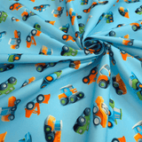 Tessuto Cotone Digital H 150 cm - TRUCKS/AZZURRO