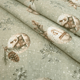 Tessuto Arredo Jacquard H 140 cm - PALLINE DI NATALE/VERDE con Lurex