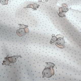 Piquet millerighe con stampa digitale H 150 cm - ELEFANTINI/POIS AZZURRI