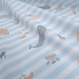 Piquet millerighe con stampa digitale H 150 cm - AVVENTURE MARINE/RIGHE AZZURRE