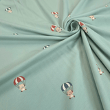 Jersey di Cotone H 150 cm - ORSETTI IN MONGOLFIERA/ACQUA MARINA