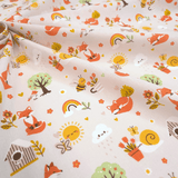 Tessuto Cotone H 140 cm - VOLPINE IN GIARDINO