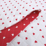 Trapuntato in tela di cotone double face H 140 cm - CUORI ROSSI E BIANCHI