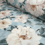 Cotone Fondo Panama H 280 cm - INCANTO DI PEONIE/AZZURRO