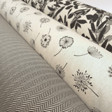 Cotone Fondo Grezzo H 280 cm - FIORI NERI