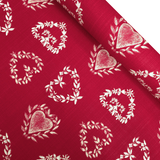 Cotone Fondo Panama "Effetto Lino" H 160 cm - LINEA CUORE/ROSSO SCURO