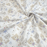 Piquet millerighe con stampa digitale H 150 cm - TEDDY BEAR/AZZURRO