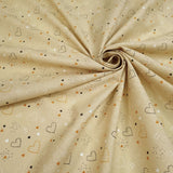 Tessuto Cotone H 150 cm - CUORI/MOSTARDA