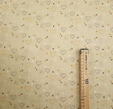Tessuto Cotone H 150 cm - CUORI/MOSTARDA