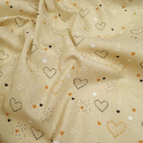 Tessuto Cotone H 150 cm - CUORI/MOSTARDA