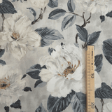 Cotone Fondo Panama H 280 cm - INCANTO DI PEONIE/GRIGIO