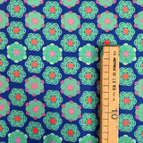 Cotone Americano H 110 cm - FIORI ACQUAMARINA/BLU