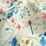 Cotone Americano H 110 cm - FIORI E FARFALLE/BIANCO