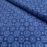 Cotone Americano H 110 cm - FIORI E NOTE MUSICALI/BLU