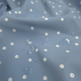 Tessuto Impermeabile H 145 cm - POIS AZZURRO POLVERE